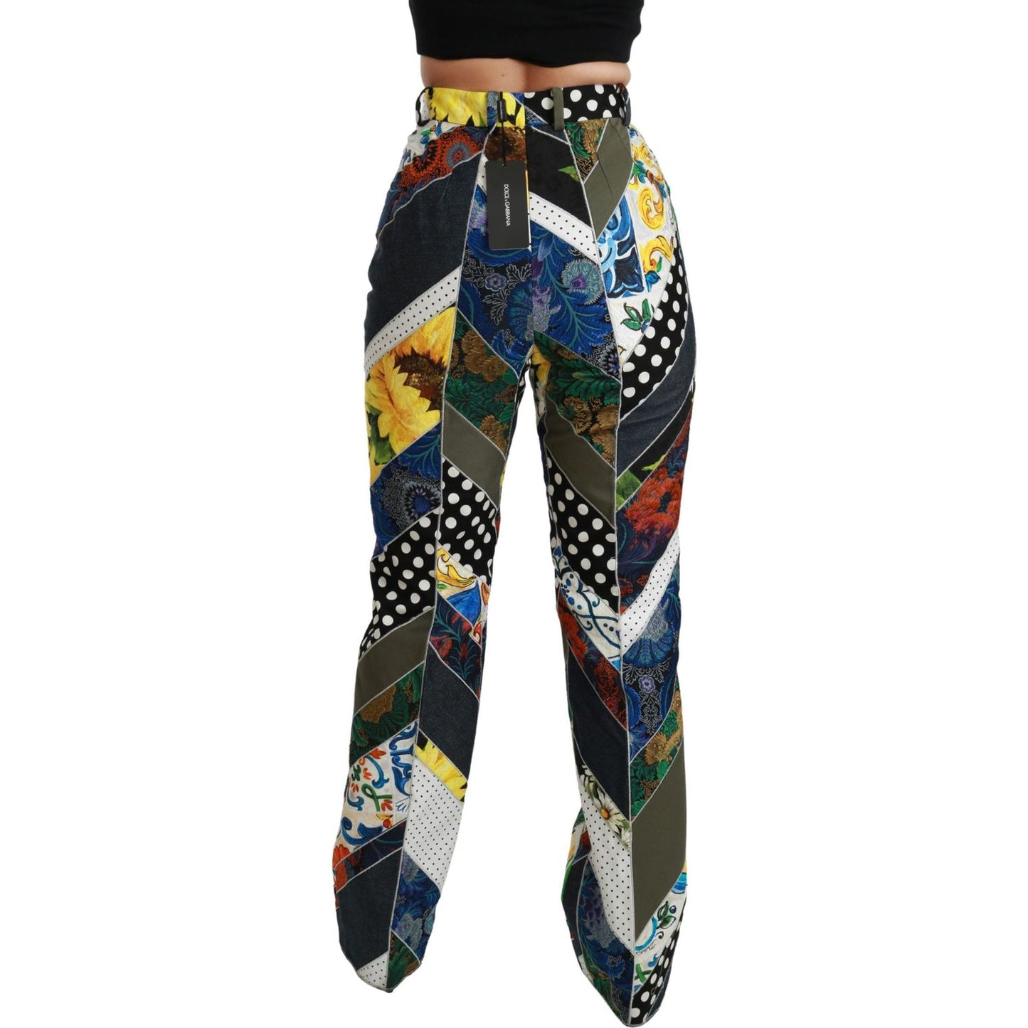 Dolce & Gabbana Elegant High Waist Multicolor Straight Pants Dolce & Gabbana