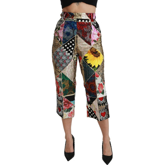 Dolce & Gabbana Elegant High Waist Cropped Silk Blend Trousers Dolce & Gabbana