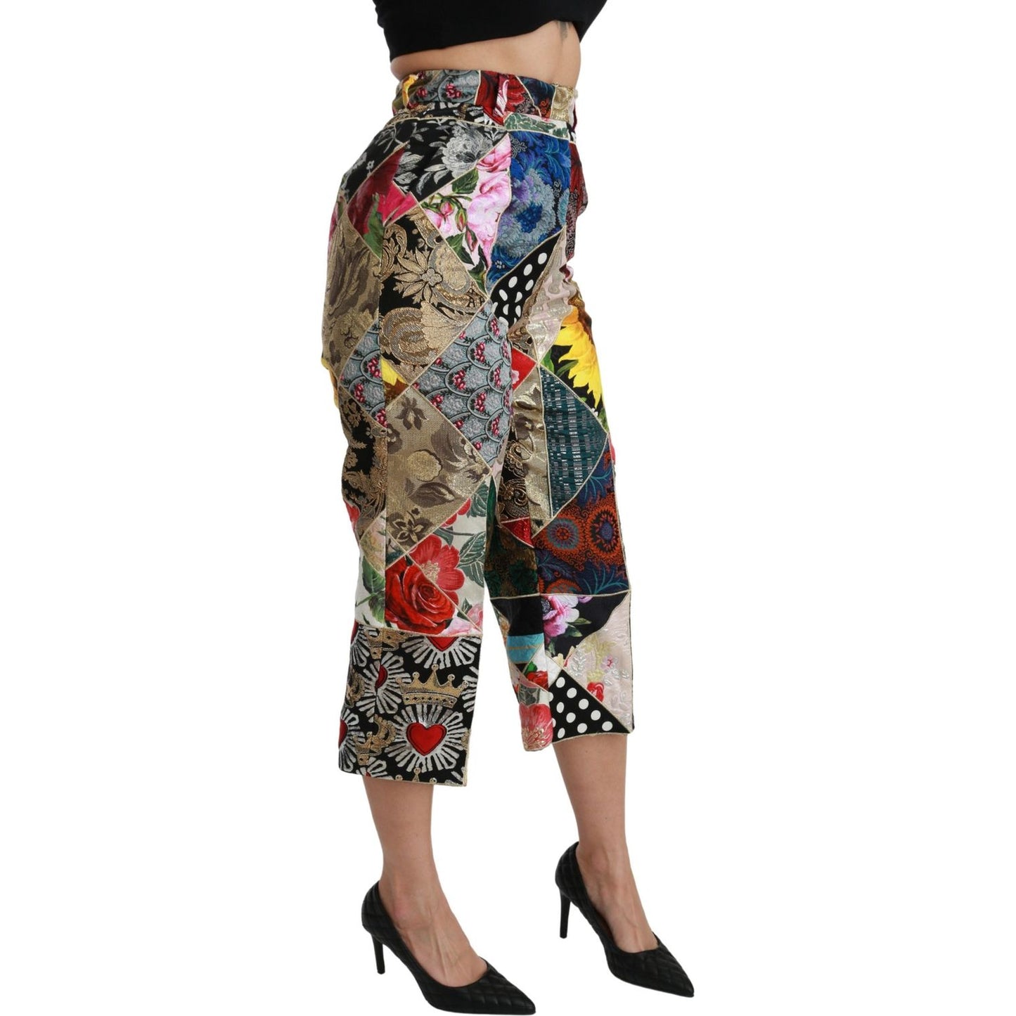 Dolce & Gabbana Elegant High Waist Cropped Silk Blend Trousers Dolce & Gabbana