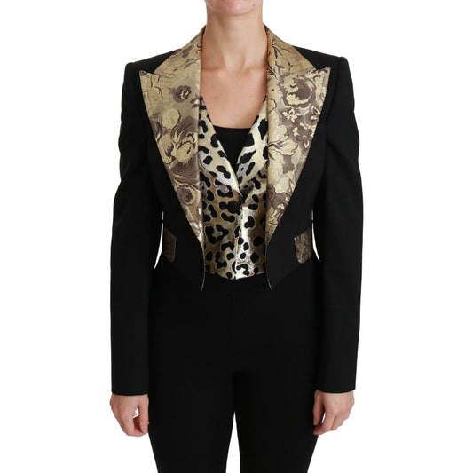 Dolce & Gabbana Opulent Black Gold Floral Jacket and Vest Ensemble Coats & Jackets Dolce & Gabbana