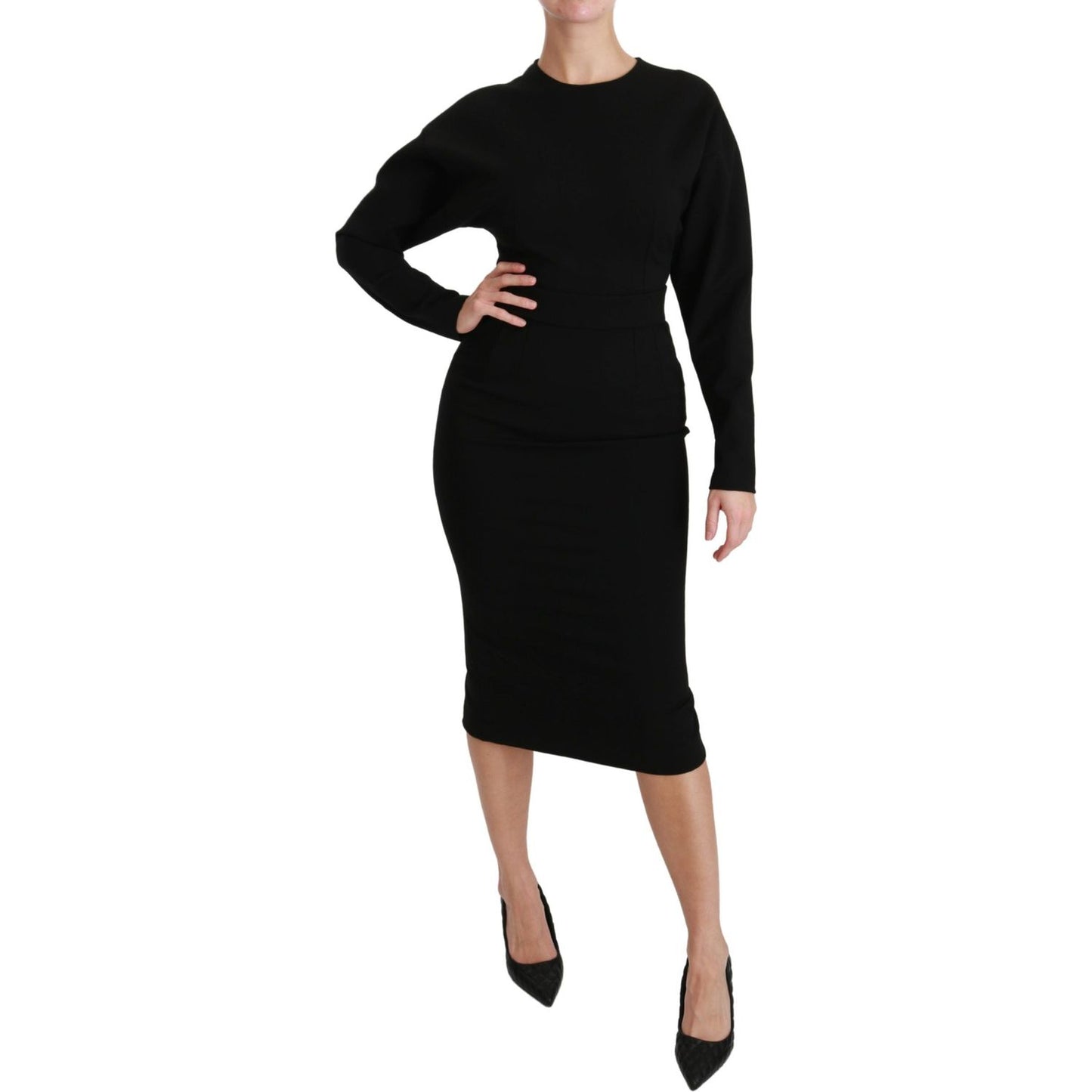 Dolce & Gabbana Elegant Black Bodycon Sheath Midi Dress Dresses Dolce & Gabbana