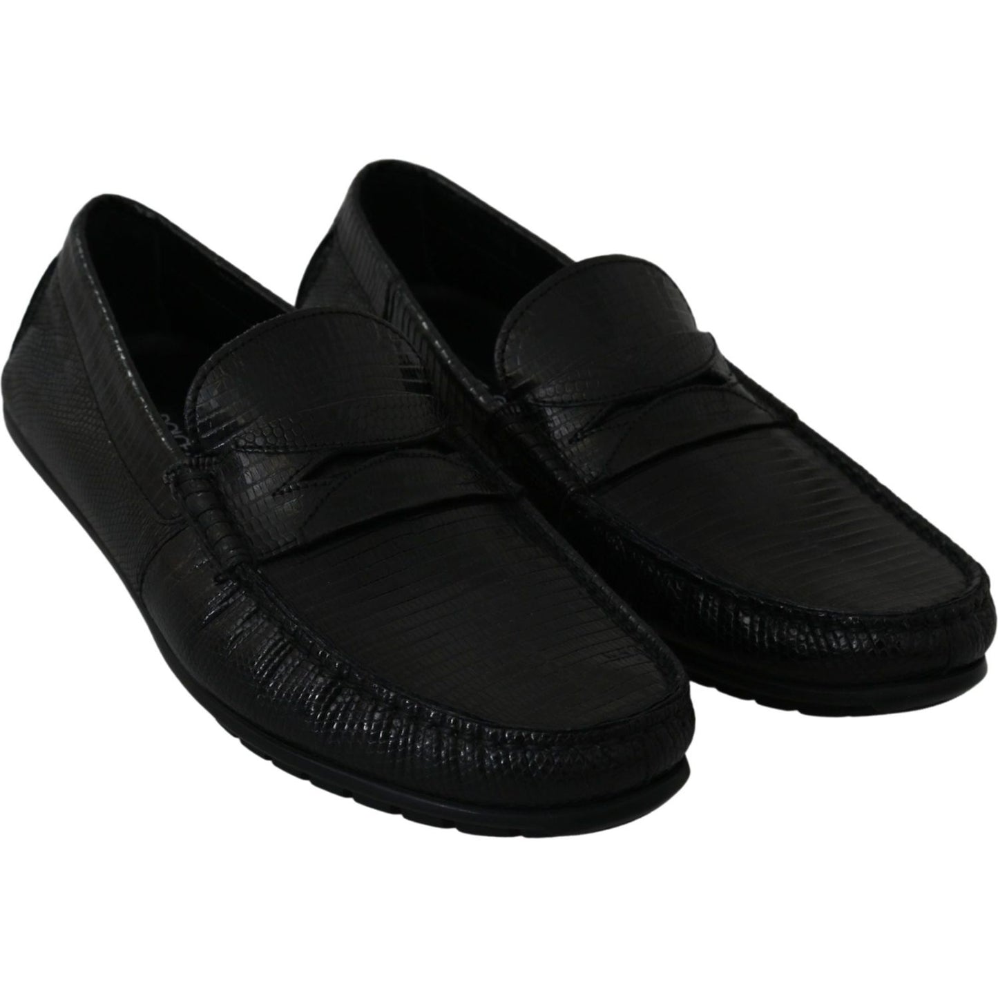 Dolce & Gabbana Exquisite Black Lizard Leather Loafers Dolce & Gabbana