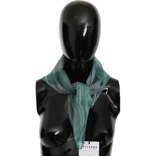 Costume National Elegant Silk Green Printed Scarf Costume National