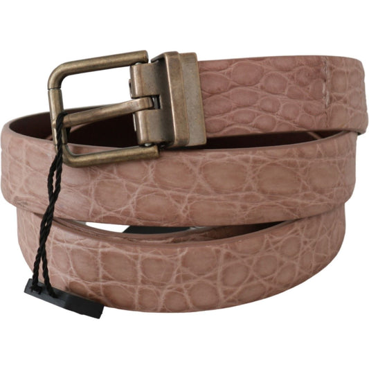 Dolce & Gabbana Elegant Exotic Skin Brushed Gold Buckle Belt Belt Dolce & Gabbana