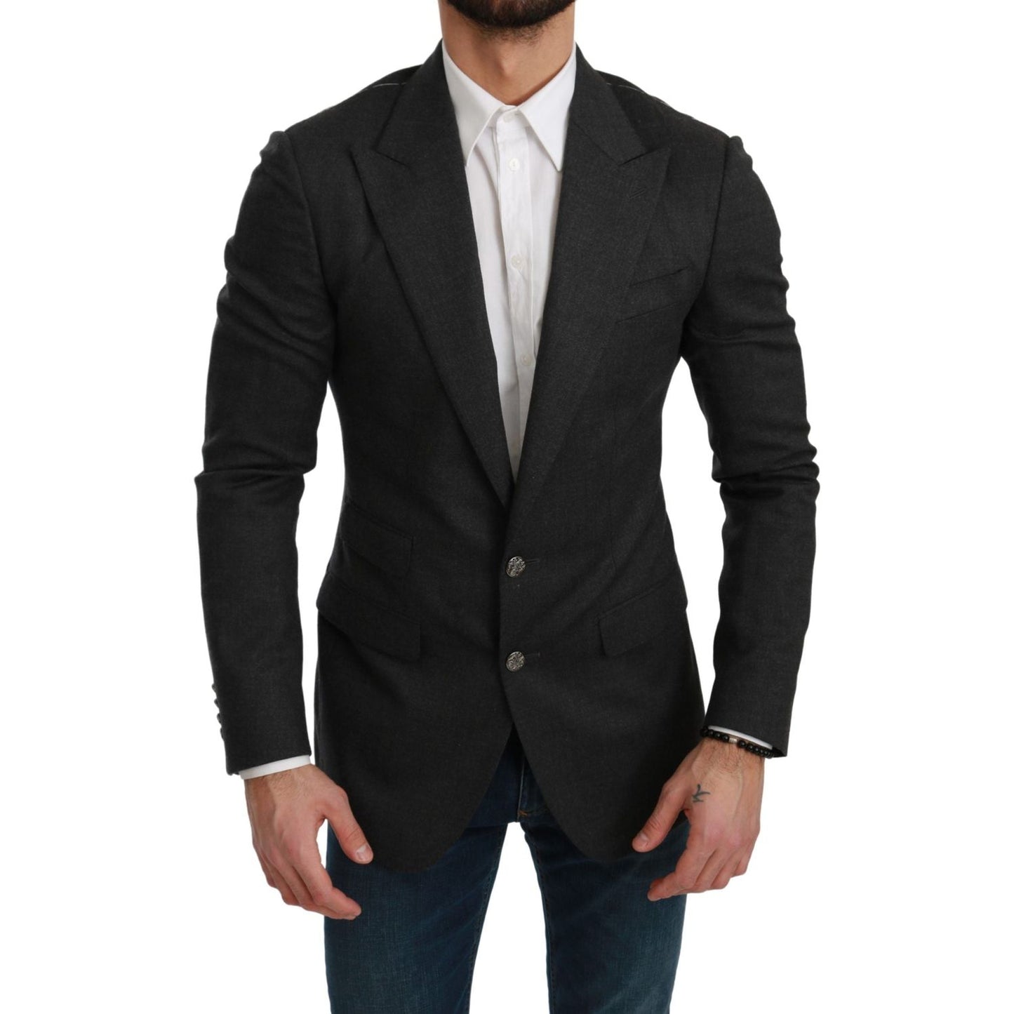 Dolce & Gabbana Elegant Gray Slim Fit Formal Blazer Dolce & Gabbana