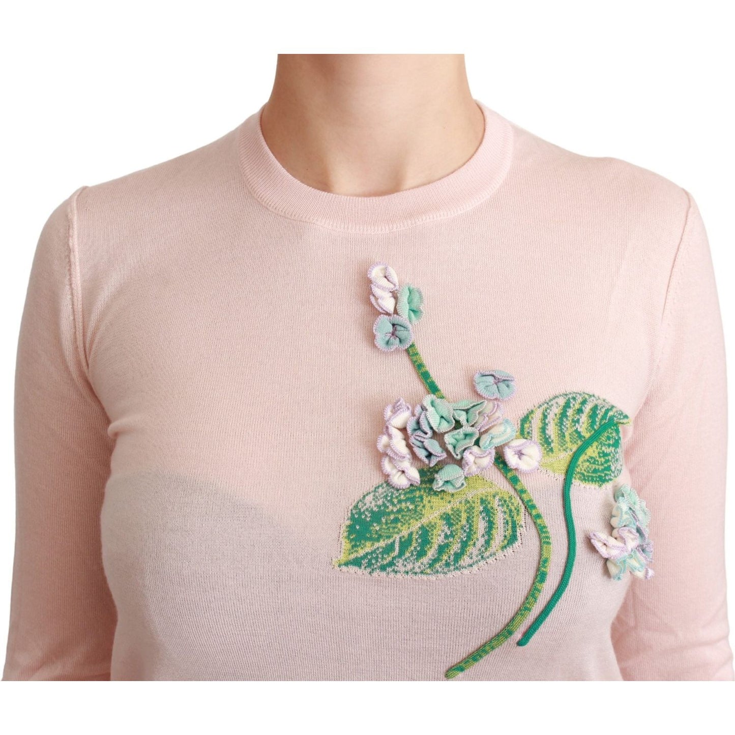 Dolce & Gabbana Silk Blend Floral Embroidered Sweater Dolce & Gabbana