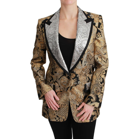 Dolce & Gabbana Elegant Gold Floral Jacquard Blazer Dolce & Gabbana