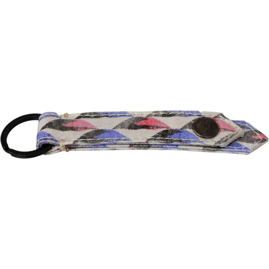 Costume National White Ring Branded Textile Keychain