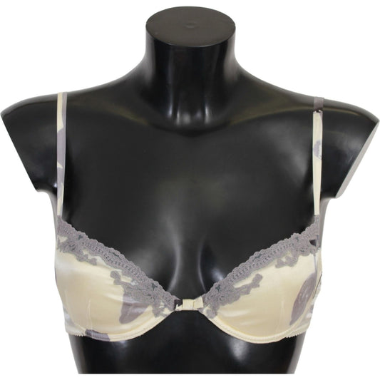 Ermanno Scervino Silk Blend Push-Up Bra in Beige and Gray Ermanno Scervino