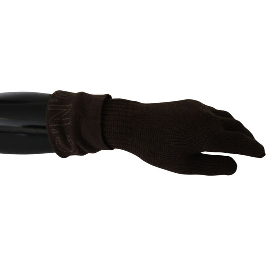 Costume National Elegant Brown Knitted Gloves Costume National