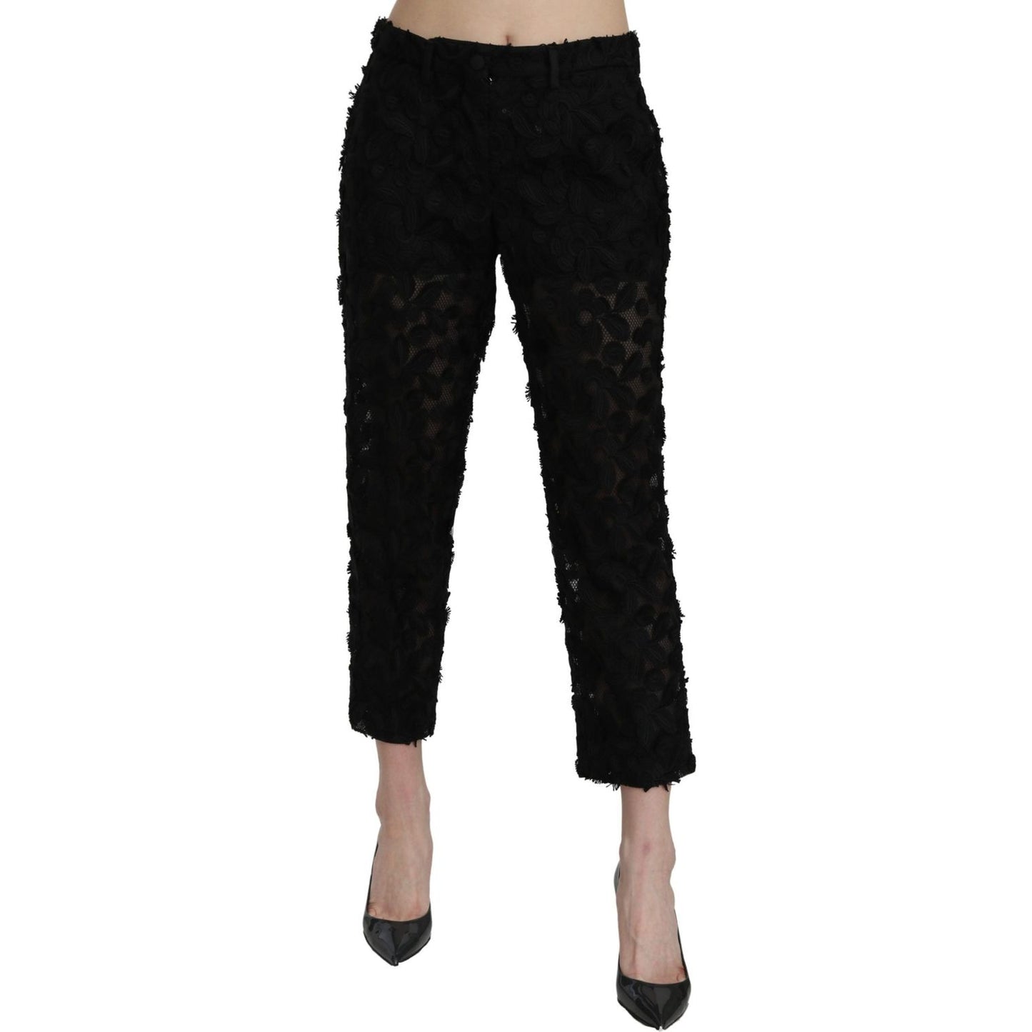 Dolce & Gabbana Elegant Straight Cropped Lace Trousers Jeans & Pants Dolce & Gabbana