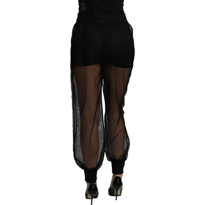 Dolce & Gabbana Black See Through Jogger Polyester Pants