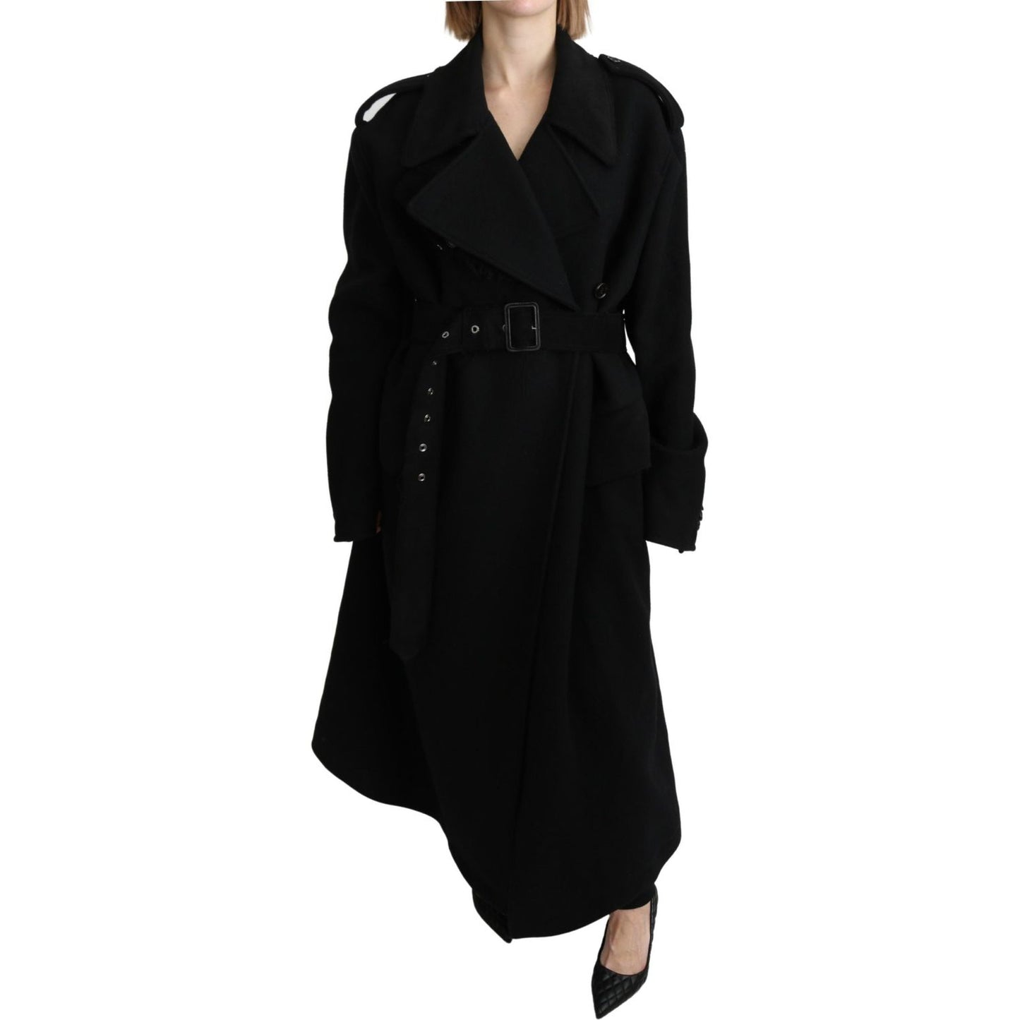 Dolce & Gabbana Elegant Black Wool Trenchcoat Dolce & Gabbana