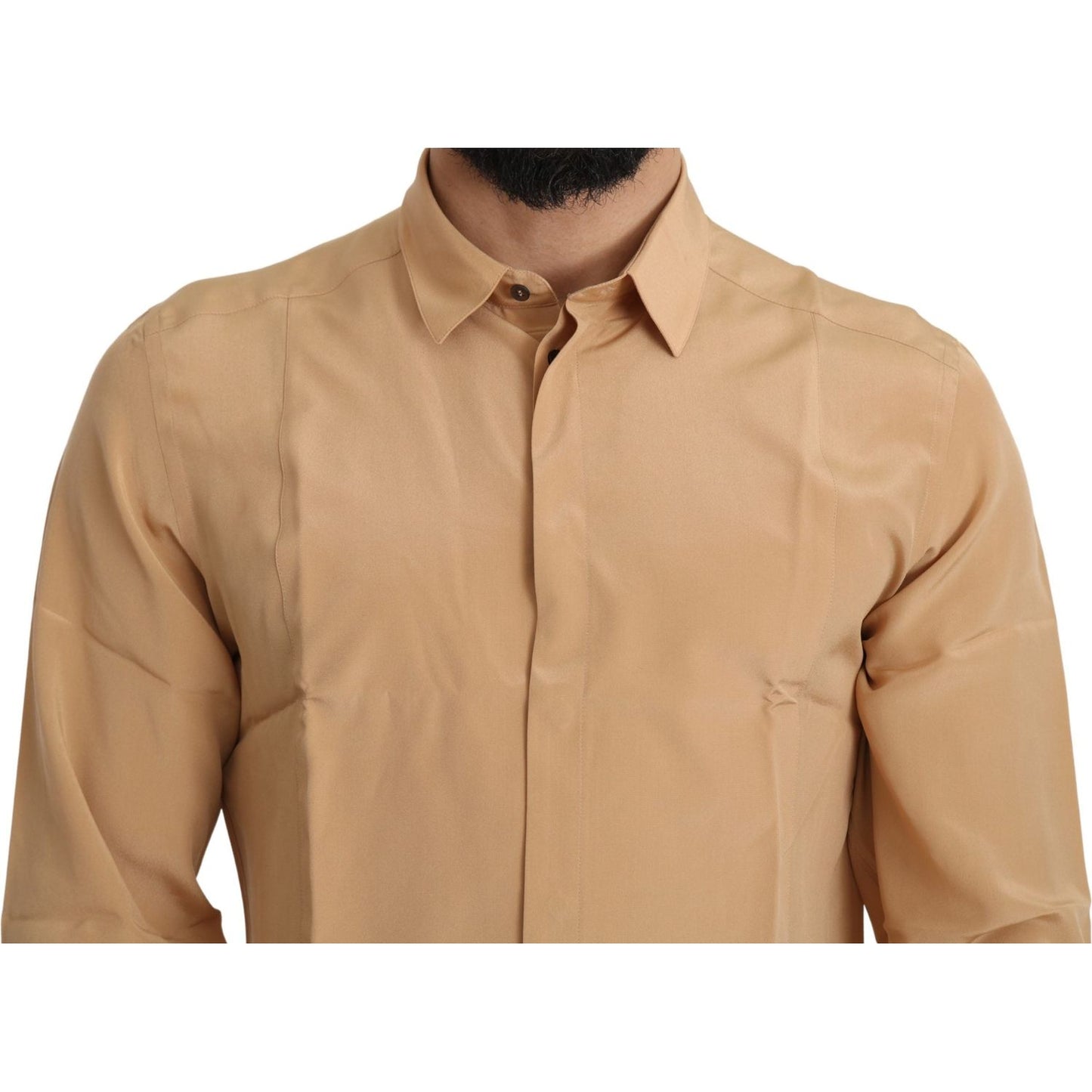 Dolce & Gabbana Elegant Yellow Silk Men's Formal Shirt Dolce & Gabbana