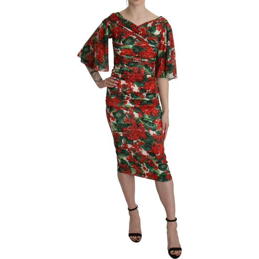 Dolce & Gabbana Enchanting Floral Midi Sheath Dress Dolce & Gabbana