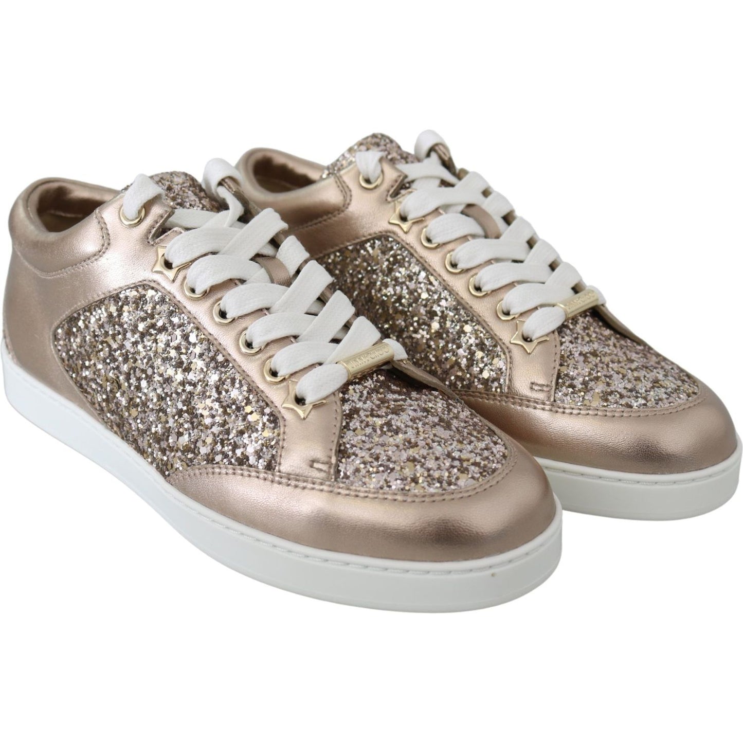 Jimmy Choo Ballet Pink Glitter Leather Sneakers Jimmy Choo