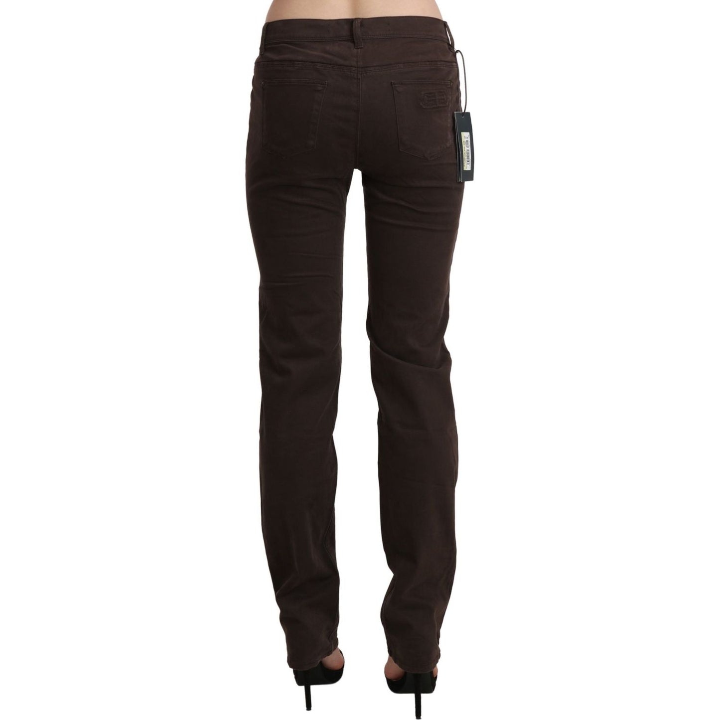 Ermanno Scervino Chic Brown Mid Waist Skinny Trousers Ermanno Scervino