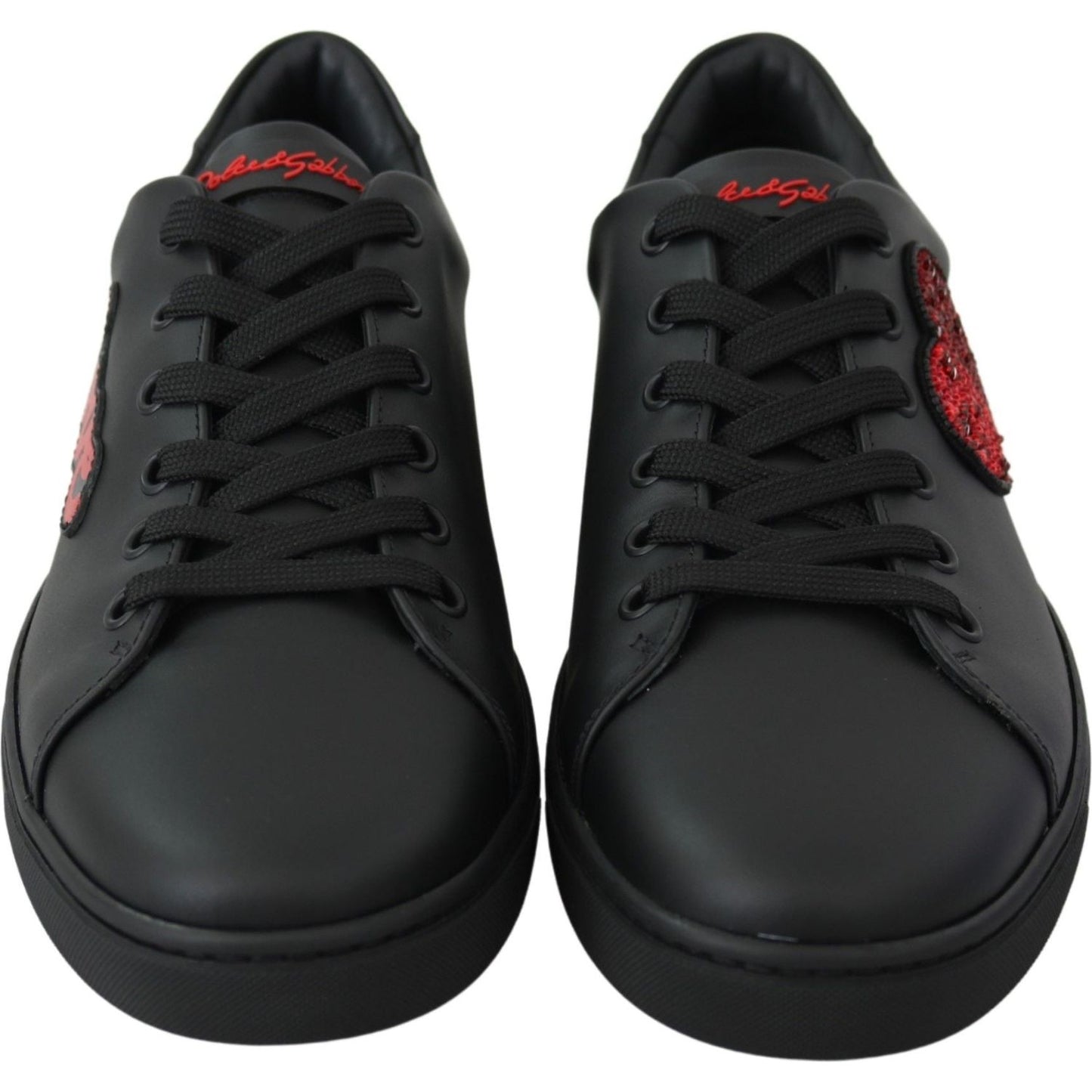 Dolce & Gabbana Elegant Leather Sneakers with Red Accents Dolce & Gabbana