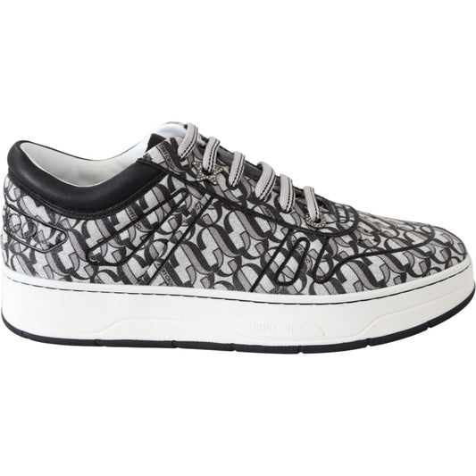 Jimmy Choo Silver Black Glitter Hawaii Sneakers