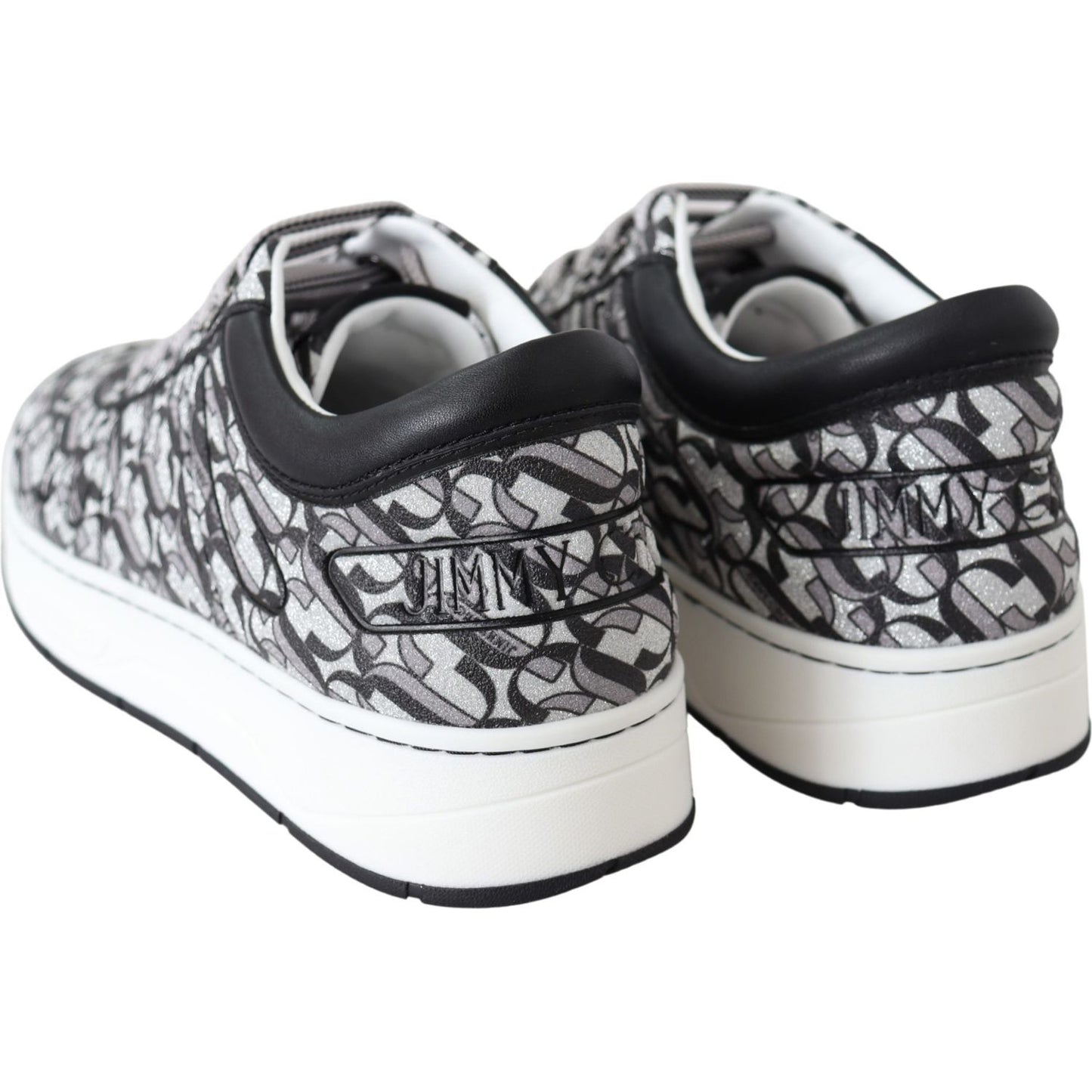 Jimmy Choo Glittering Slip-On Sneakers - Silver and Black Jimmy Choo