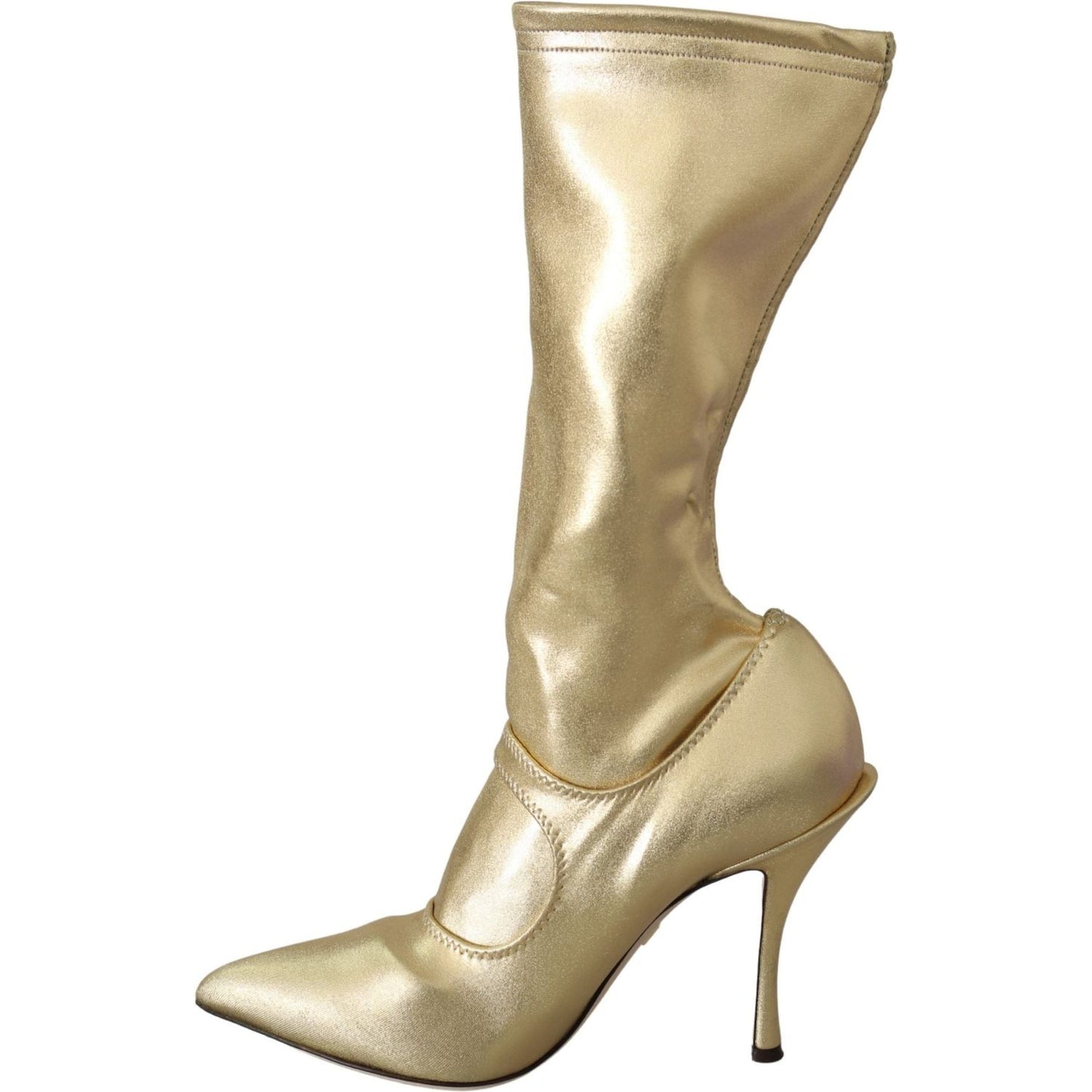 Dolce & Gabbana Elegant Gold Ankle Boots Socks with Rhinestones Dolce & Gabbana