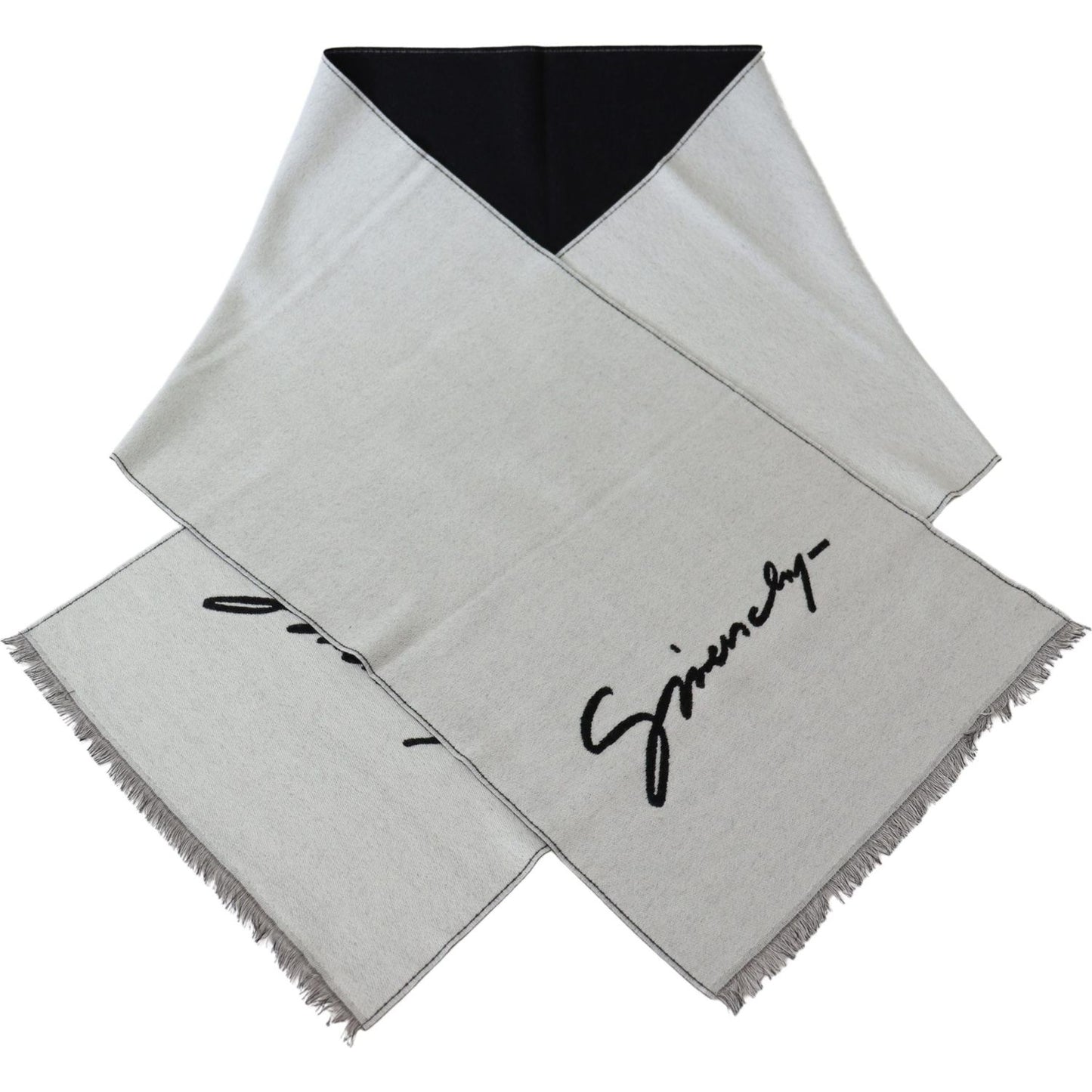 Givenchy Elegant Monochrome Wool-Silk Blend Scarf Wool Wrap Shawls Givenchy