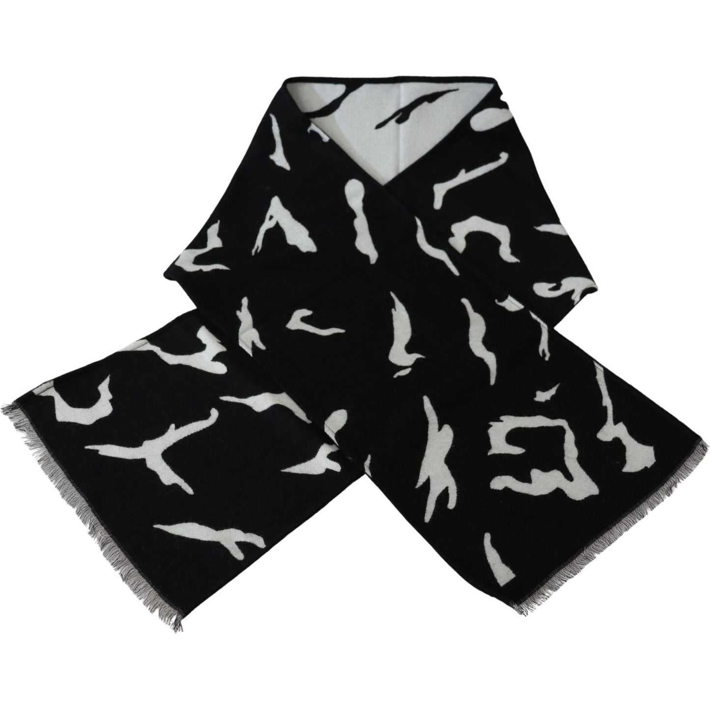 Givenchy Elegant Unisex Wool-Silk Scarf in Black & White Wool Wrap Shawls Givenchy