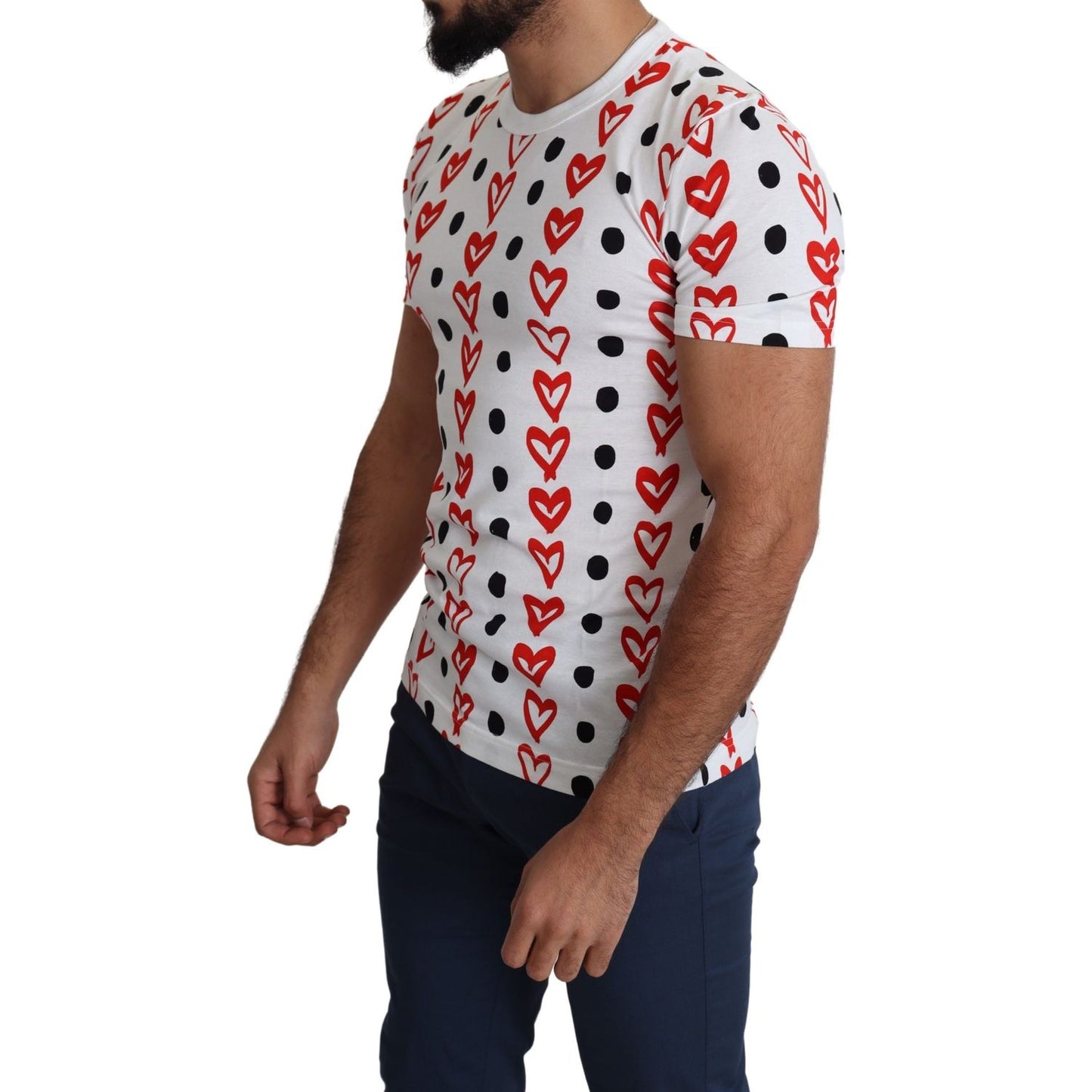 Dolce & Gabbana Chic White Cotton Tee with Heart Print Dolce & Gabbana