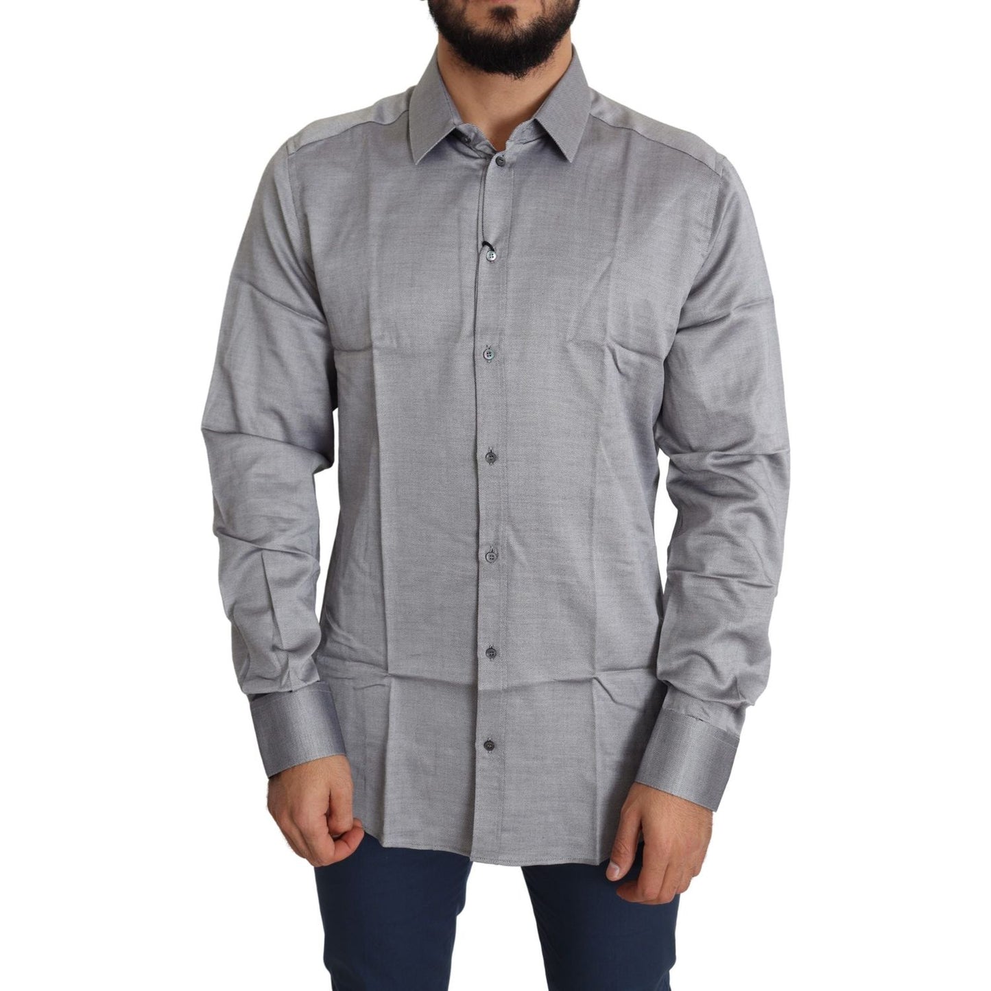 Dolce & Gabbana Elegant Gray Slim Fit Cotton Dress Shirt Dolce & Gabbana