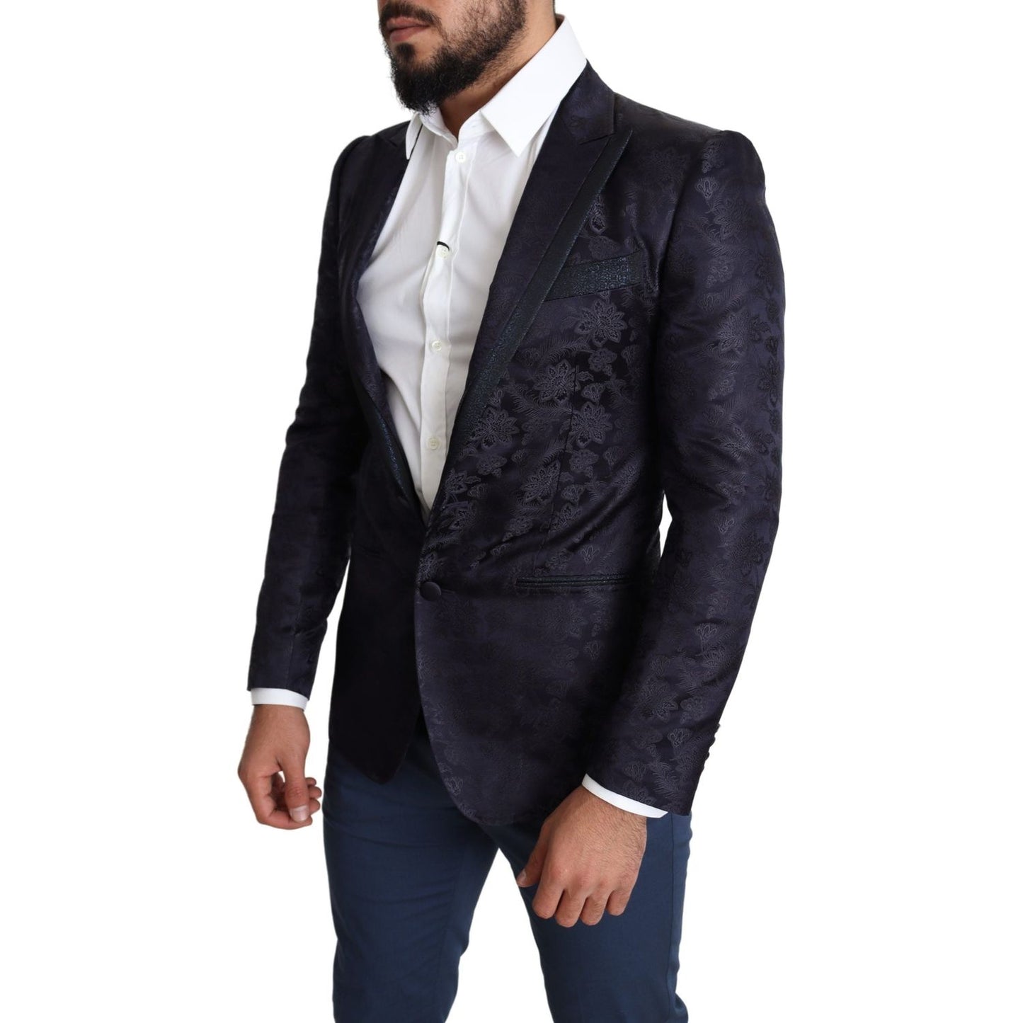 Dolce & Gabbana Elegant Silk Blend Martini Blazer in Blue Dolce & Gabbana