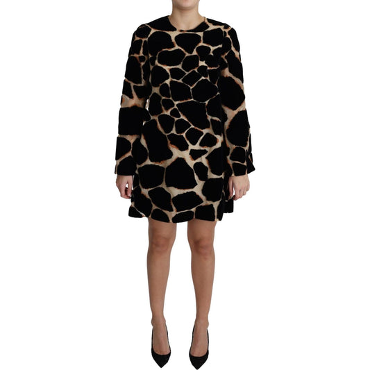 Dolce & Gabbana Chic Giraffe Print Shift Mini Dress Dolce & Gabbana