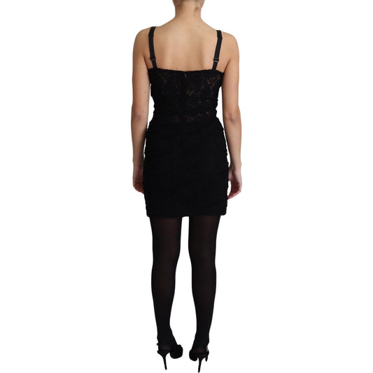 Dolce & Gabbana Elegant Black Lace Bustier Mini Dress Dolce & Gabbana