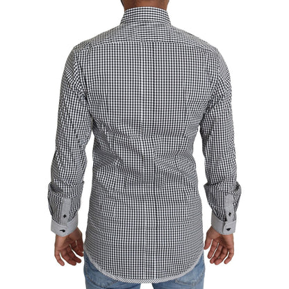 Dolce & Gabbana Black White Checkered Casual Shirt