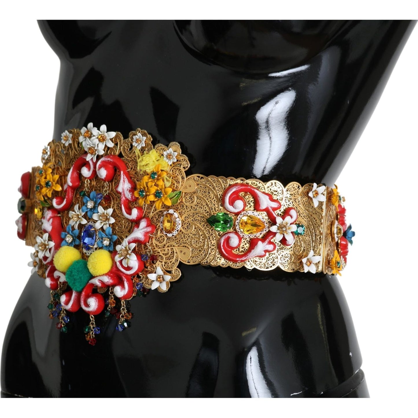 Dolce & Gabbana Golden Floral Crystal Embellished Waist Belt Belt Dolce & Gabbana