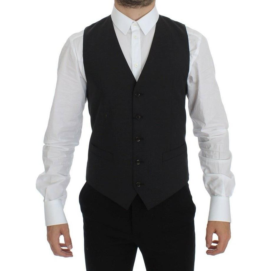 Dolce & Gabbana Elegant Gray Wool Blend Dress Vest Dolce & Gabbana