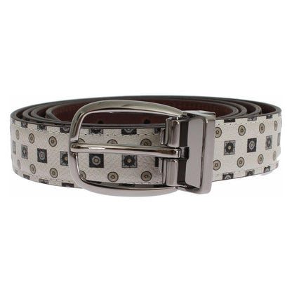 Dolce & Gabbana White Silk Bowtie Leather Men Belt Gift Box