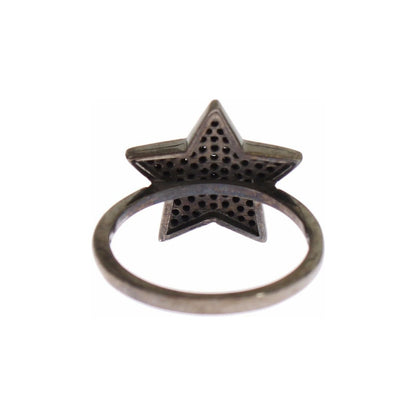 Nialaya Black CZ Star 925 Silver Womens Ring