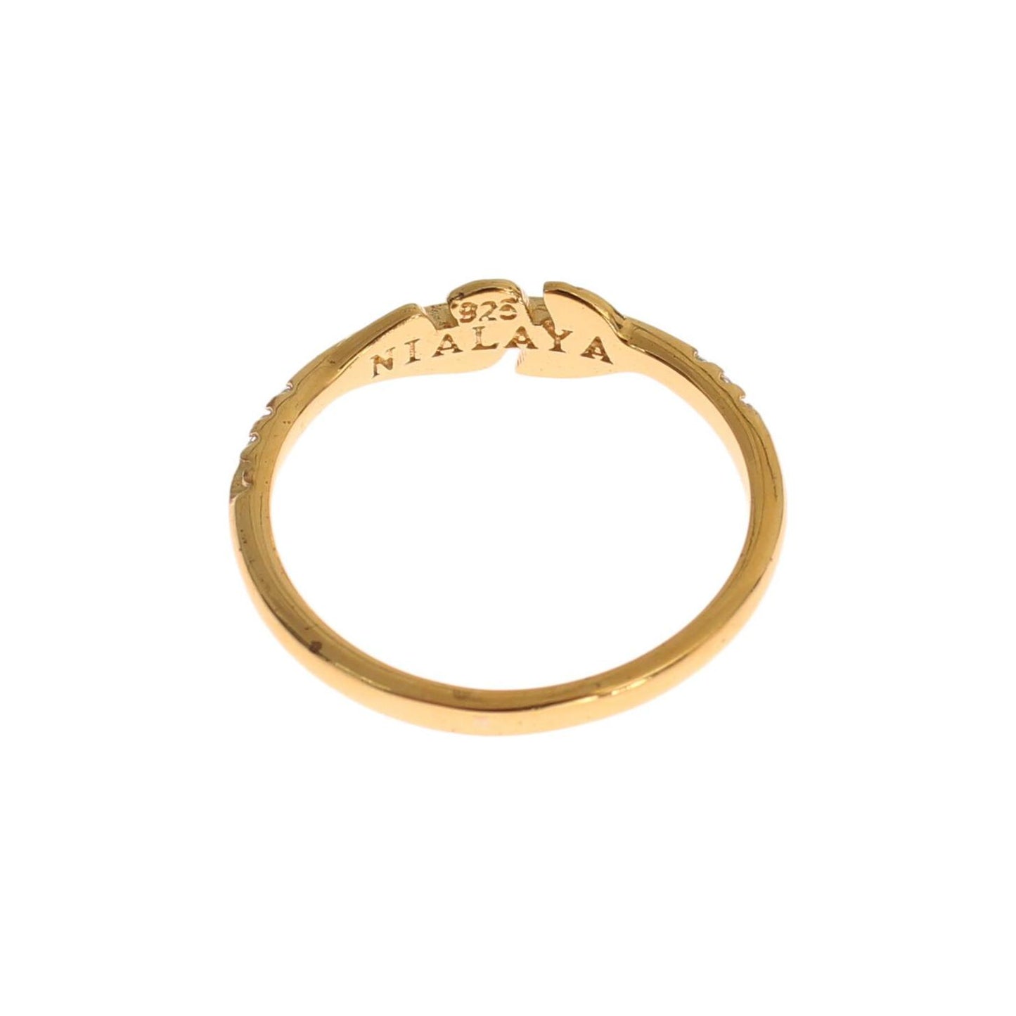 Nialaya Elegant Gold Plated Sterling Silver CZ Ring Ring Nialaya