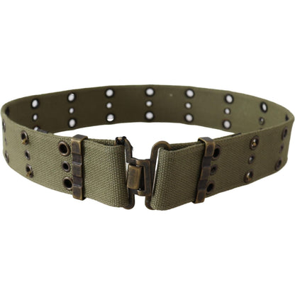 Ermanno Scervino Green 100% Cotton Rustic Bronze Buckle Belt