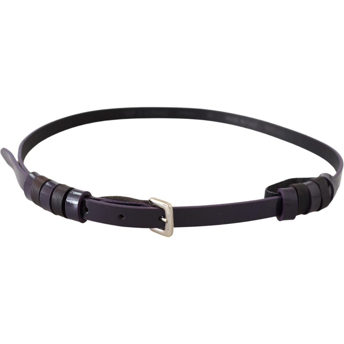 GF Ferre Chic Black Leather Belt with Chrome Silver Tone Buckle Belt GF Ferre