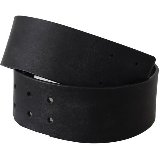 GF Ferre Elegant Solid Black Leather Belt Belt GF Ferre