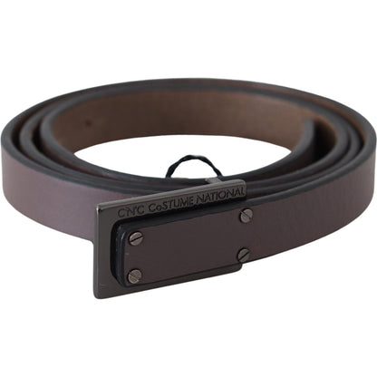 Costume National Brown Leather Tactical Logo Buckle Dark