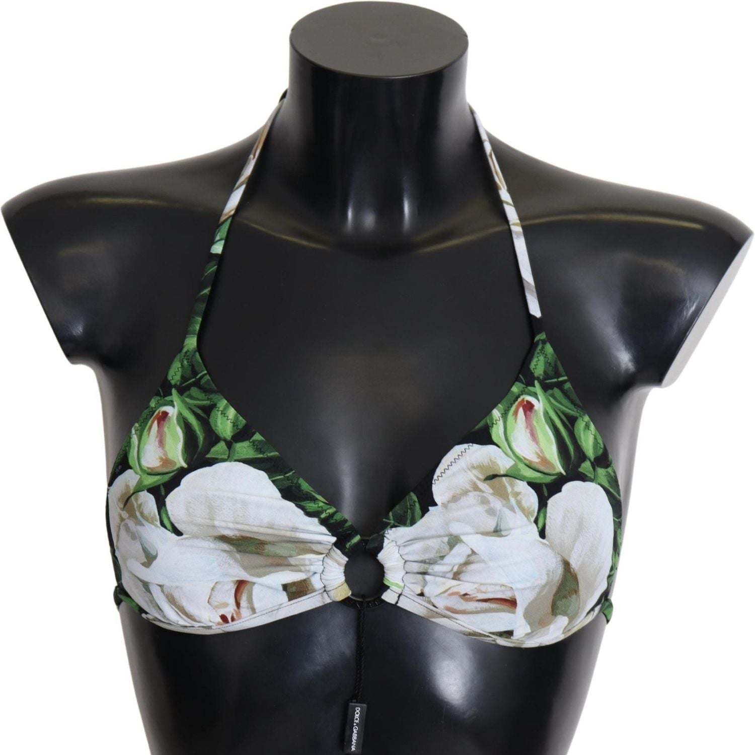 Dolce & Gabbana Floral Print Bikini Top with Logo Clasp