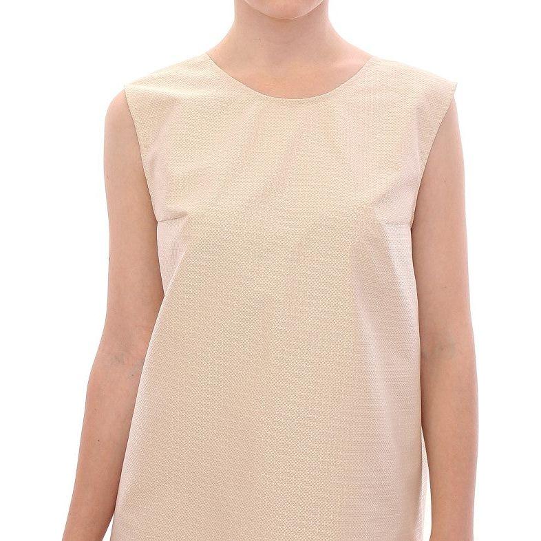 Andrea Incontri Elegant Beige Shift Sleeveless Dress Dresses Andrea Incontri