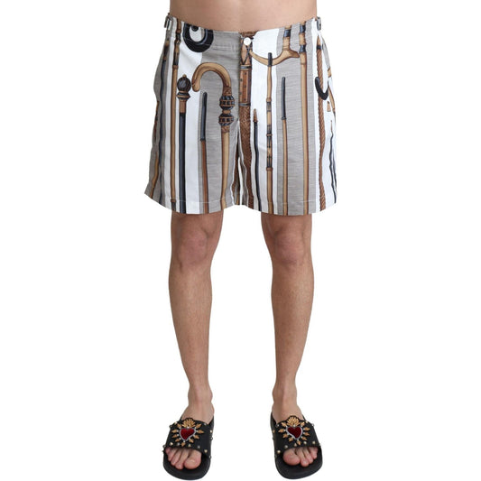 Dolce & Gabbana White Walking Stick Beachwear Shorts Swimshorts 1728,67345645728,Clothing,Dolce & Gabbana,IT48 | M,Material: 100% Polyester,Men,Men - Clothing,New with tags,Swim Shorts - Swimwear - Clothing,Swimwear - Clothing,Swimwear - Men - Clothing,Wh