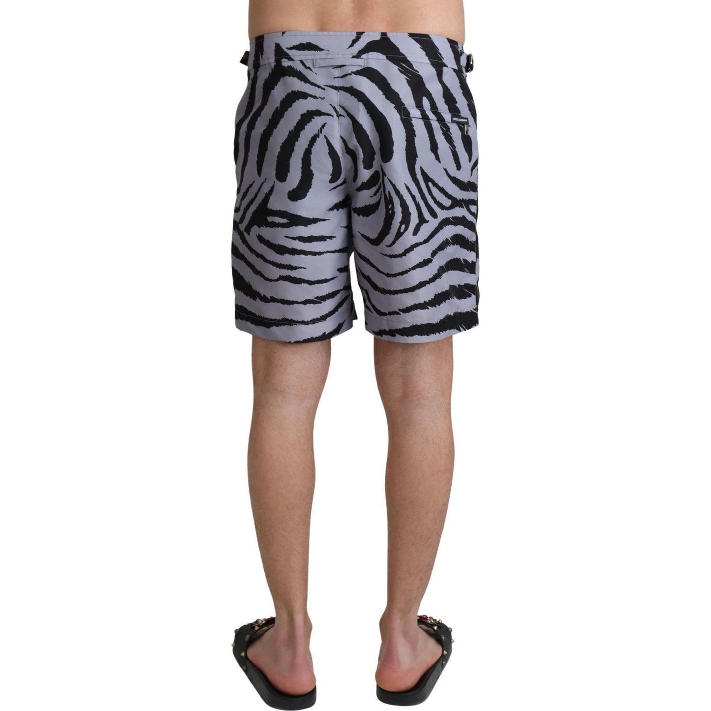 Dolce & Gabbana Gray Zebra Print Beachwear Shorts