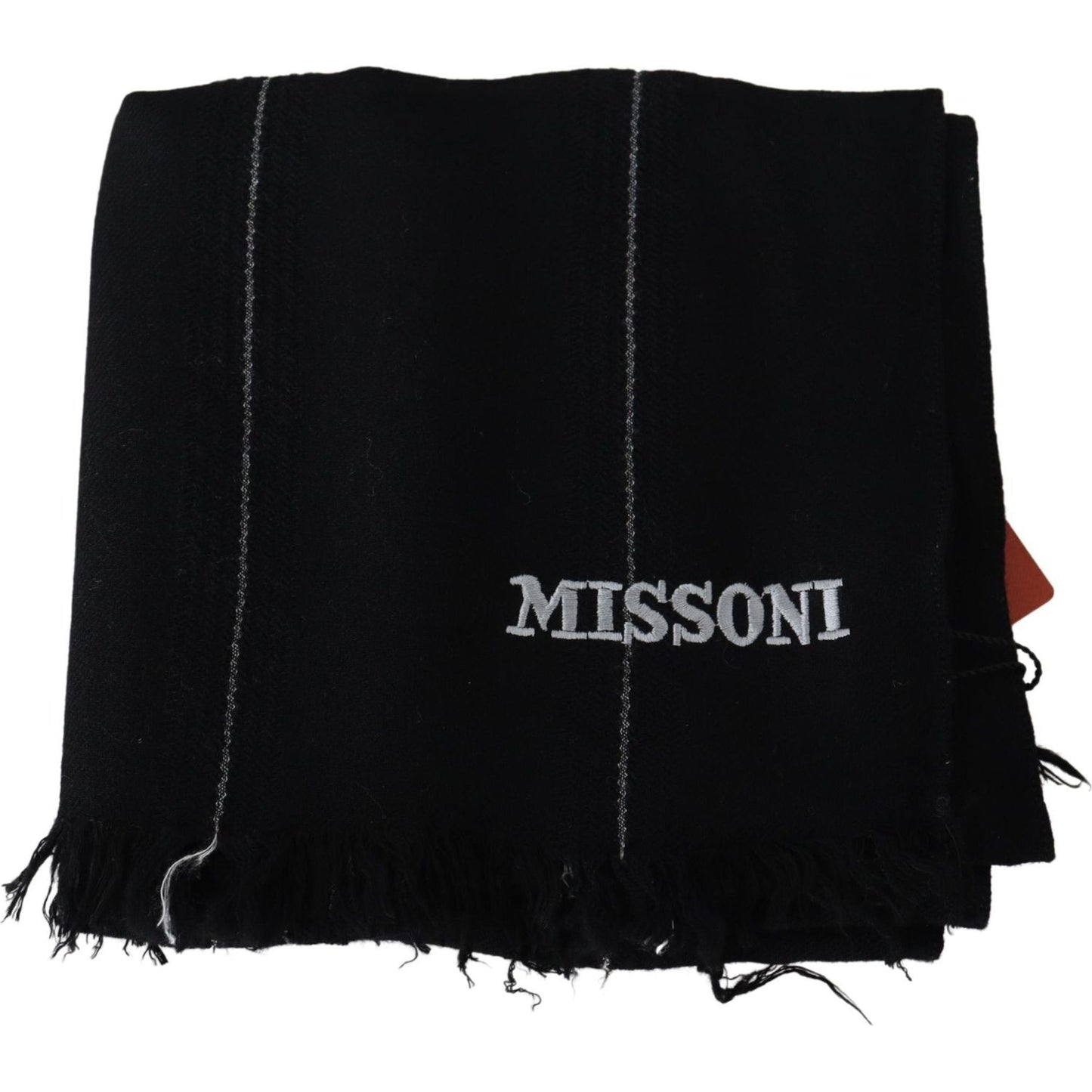 Missoni Elegant Black Wool Scarf with Logo Embroidery Missoni