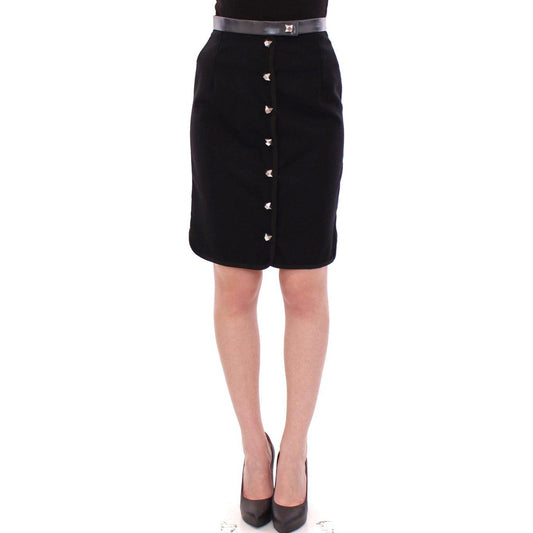 Corrado De Biase Elegant Black Wool-Cotton Blend Skirt Corrado De Biase