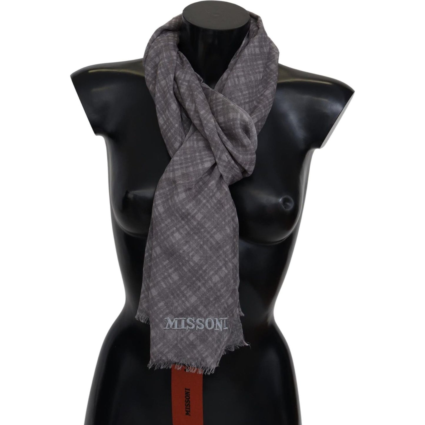 Missoni Elegant Wool Silk Blend Plaid Scarf Missoni