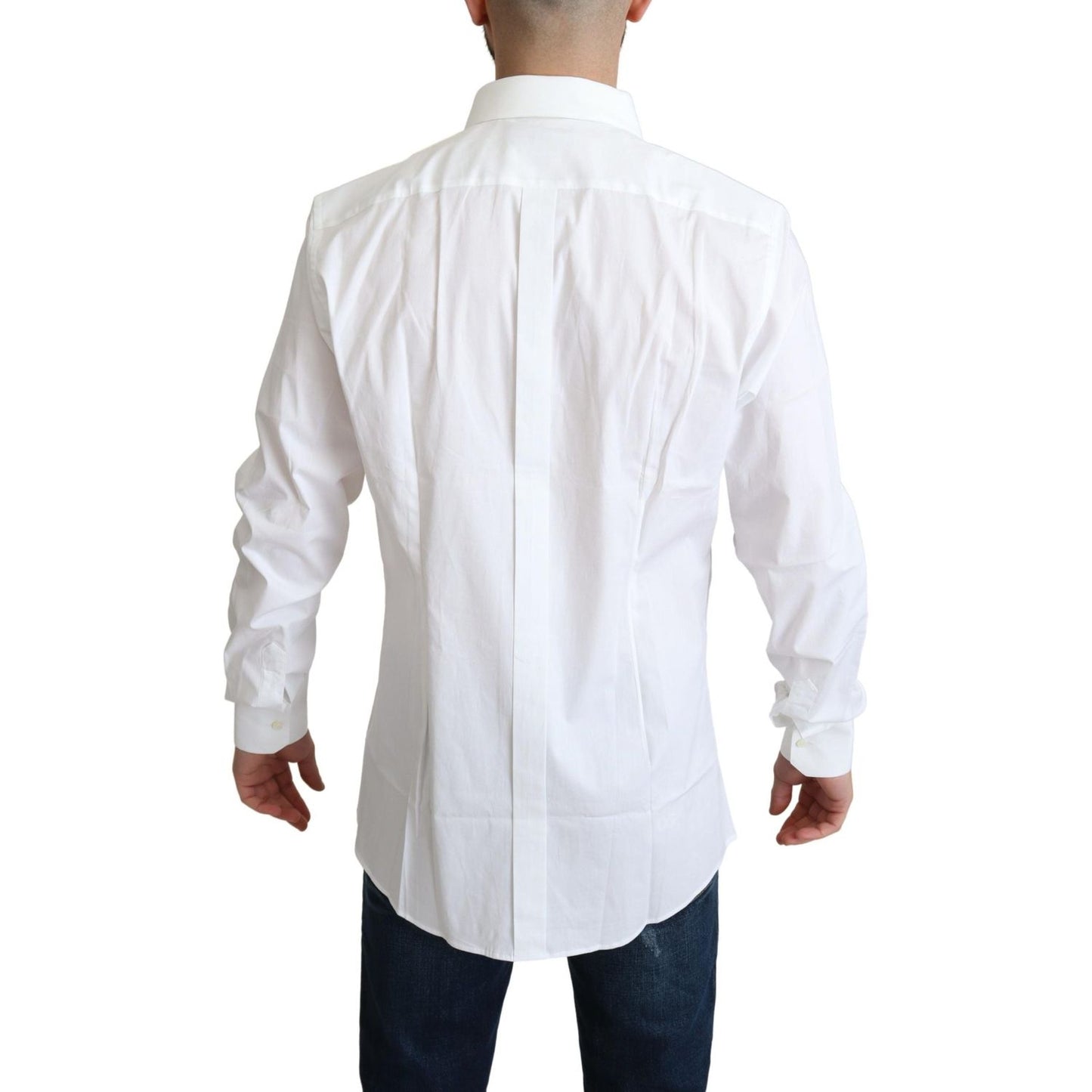 Dolce & Gabbana Elegant White Cotton Stretch Dress Shirt MAN SHIRTS Dolce & Gabbana